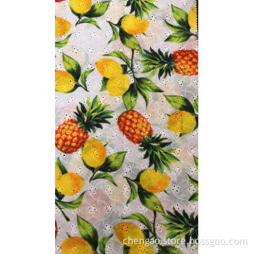 Ananas und Zitrone Baumwolle Stickerei Stoff